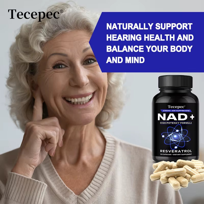 NAD+ Supplements, Supplements with Quercetin + Resveratrol - Supports Cell Health, Muscle, Brain, Vision and Heart Health